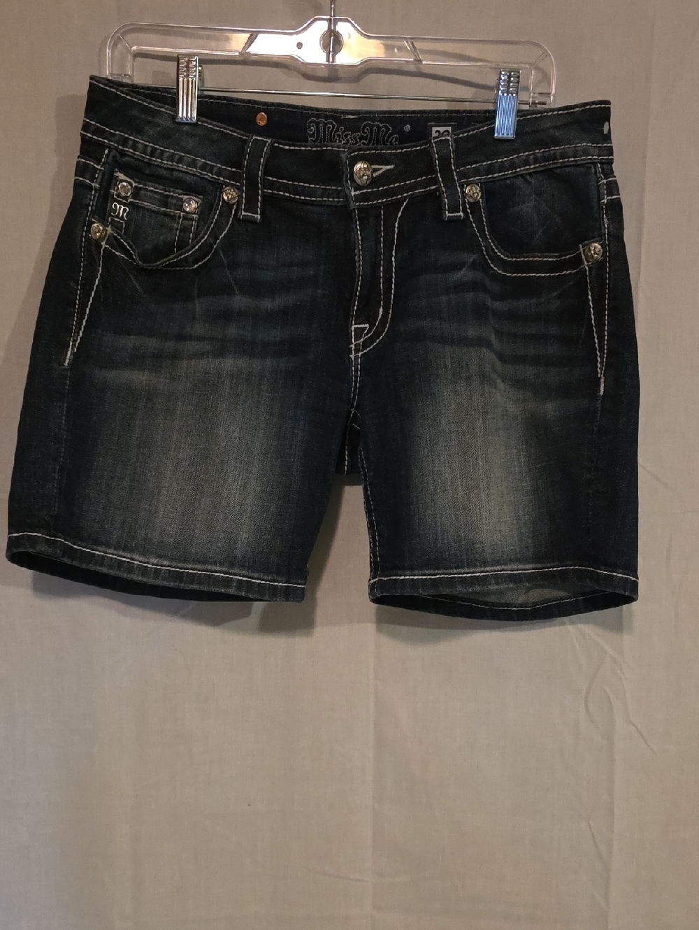 Miss Me Blackened Blue Fade Denim Shorts